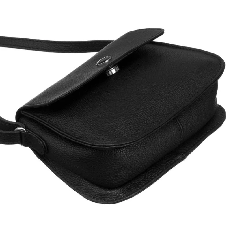 Malá čierna štýlová kožená crossbody kabelka z prírodnej kože Peterson 18x14x5