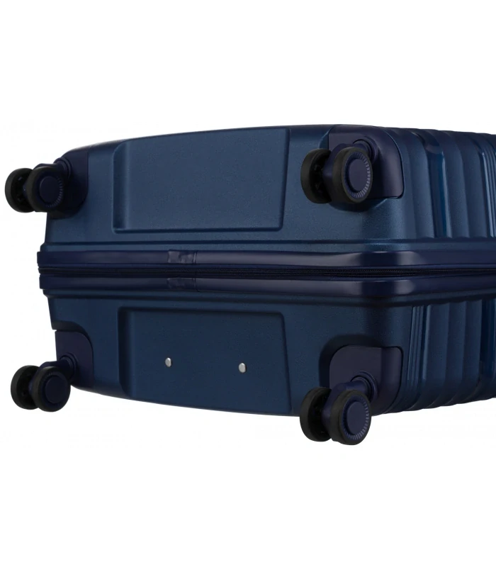 🧳 Malý tmavomodrý cestovný kufor Peterson s vlnkovým vzorom z polykarbonátu / ABS – veľkosť S 55×35×23 cm