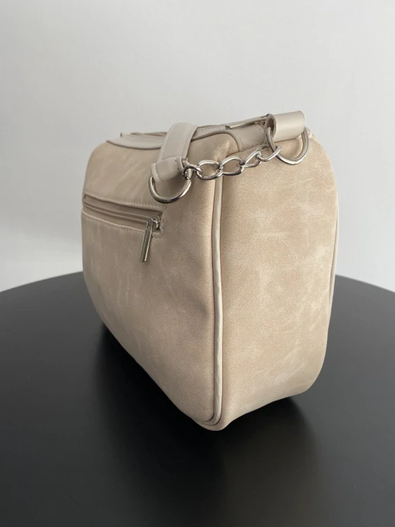 👜 Exkluzívna krémovo-béžová crossbody kabelka Grosso s mramorovým efektom 28x21x12 cm