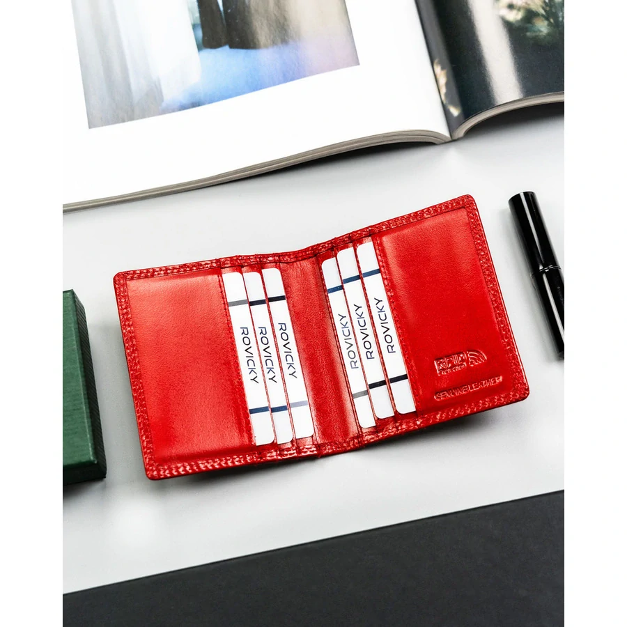 👛 Luxusné červené kožené puzdro a peňaženka na karty 4U Cavaldi Red 10,5x9x1,5 cm