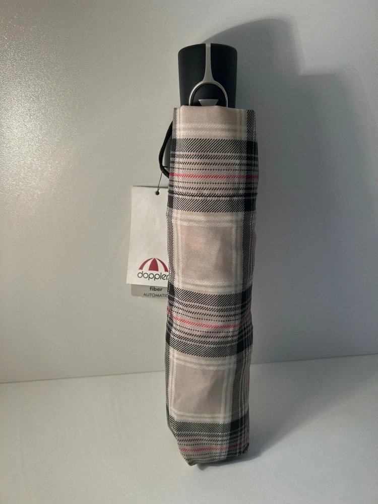 Fiber AC UNI Karo - vystreľovací dáždnik Doppler bežový vzorovaný karo 28cm