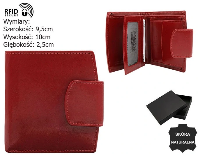 Elegantná menšia dámska červená kožená peňaženka s nápisom Grosso 10x10x3