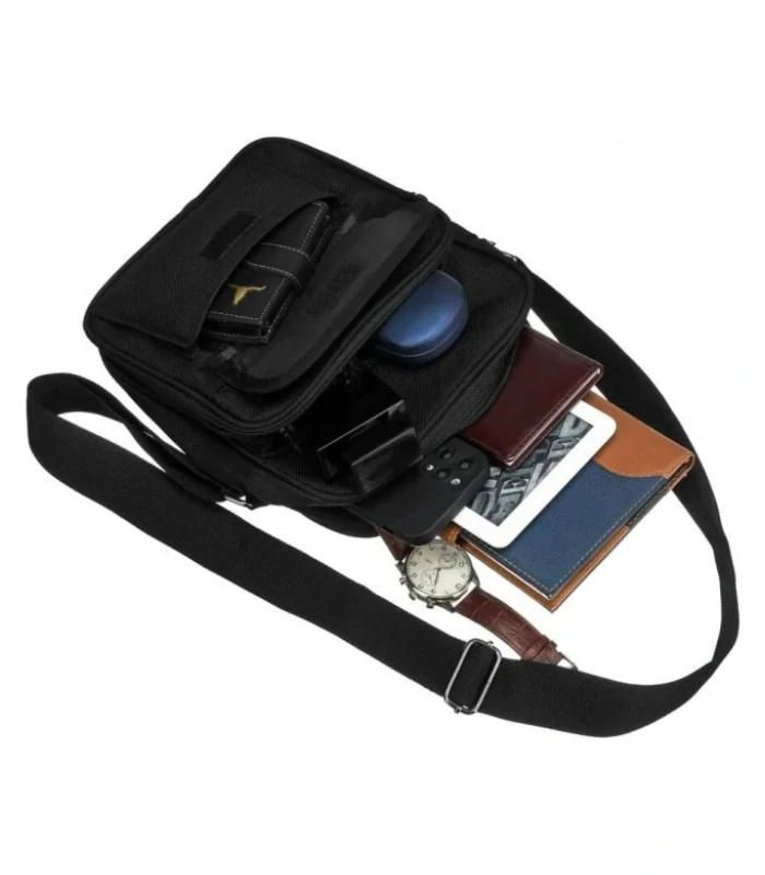 Pánska čierna dvojkomorová taška cez plece Peterson 23x21x12