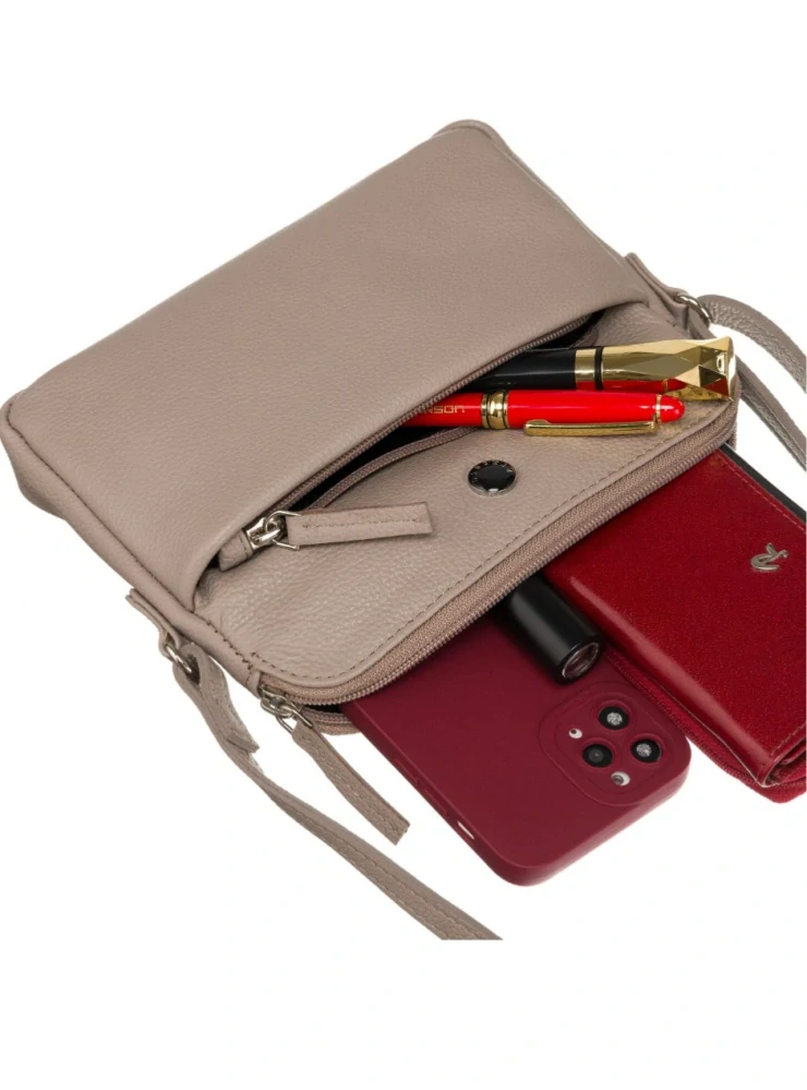Malá hnedá kožená crossbody messenger kabelka z prírodnej kože Peterson 20x16x5