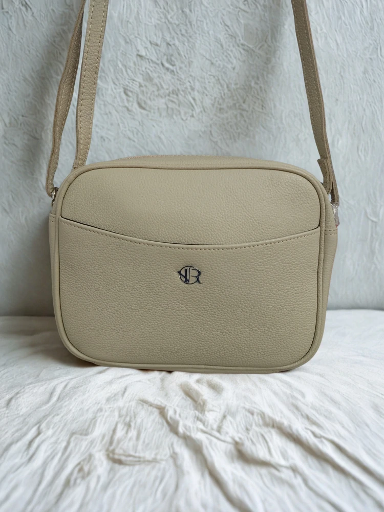 Béžová kožená crossbody messenger kabelka z prírodnej kože Rovicky 22x16x6