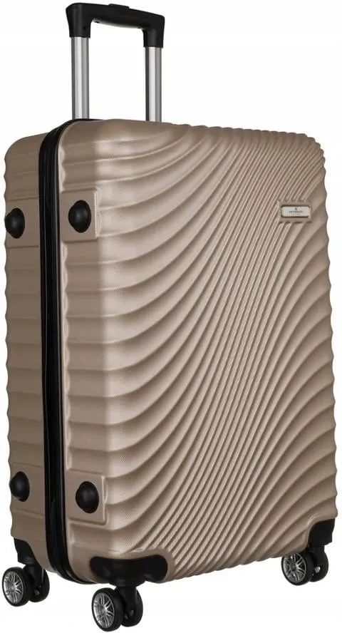 🧳 Malý zlatý cestovný kufor Peterson s vlnkovým vzorom z polykarbonátu / ABS – veľkosť S 55×35×23 cm