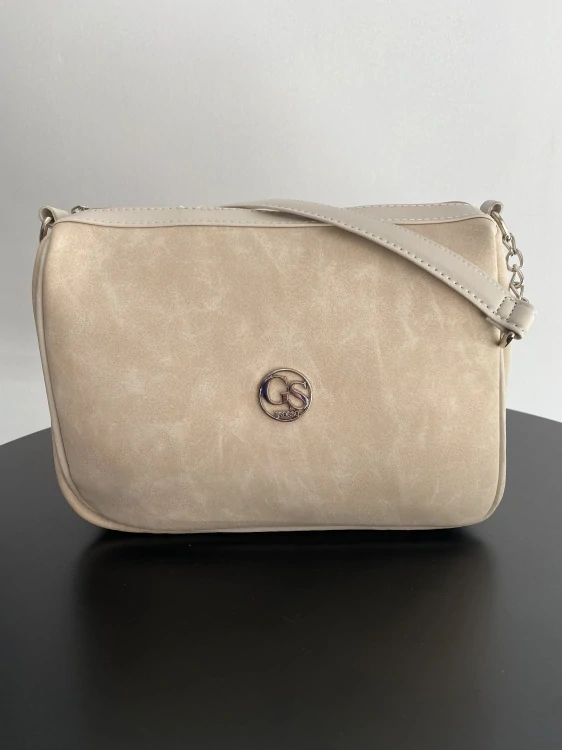 👜 Exkluzívna krémovo-béžová crossbody kabelka Grosso s mramorovým efektom 28x21x12 cm