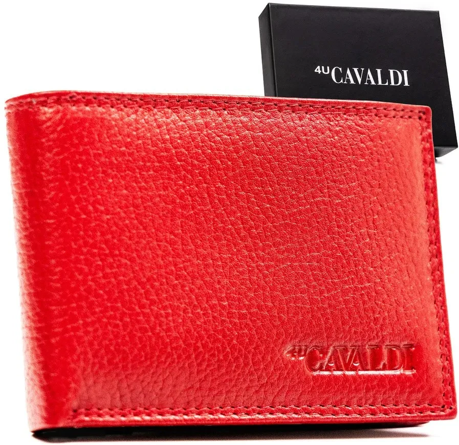 👛 Malá dámska červená kožená peňaženka Cavaldi 11x8x2 cm