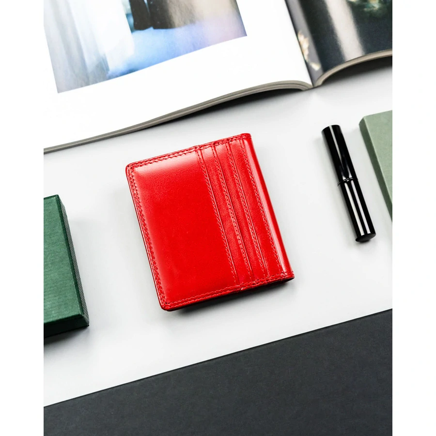 👛 Luxusné červené kožené puzdro a peňaženka na karty 4U Cavaldi Red 10,5x9x1,5 cm