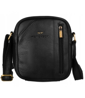 Pánska čierna kožená taška cez plece Peterson z pravej kože 20x18x7