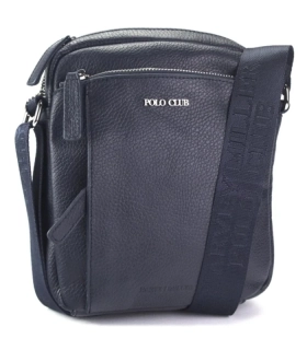 Pánska modrá kožená taška cez plece Harvey Miller Polo Club z pravej kože 24x20x7