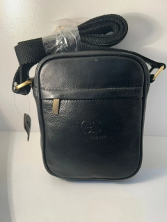 Pánska čierna kožená taška cez plece Grosso z pravej kože 20x17x7