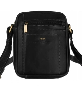 Pánska čierna kožená taška cez plece Peterson z pravej kože 21x17x7