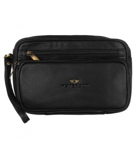 Pánska čierna kožená taška do ruky Peterson z pravej kože 23x16x7