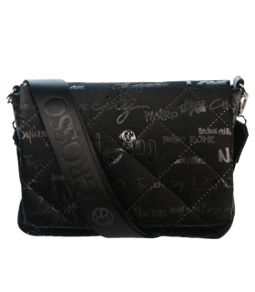 Čierna crossbody kabelka s lesklým popisom Grosso 27x20x12 cm