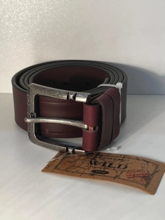 Unisex kožený opasok Wild hnedo-vínový 4/52/130 cm z pravej kože