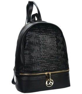 Čierny batoh s potlačou s malou kapsičkou so zlatým zipsom Grosso 32x25x11