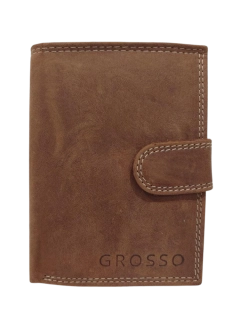 Pánska kožená hnedá peňaženka s ochranou osobných údajov na výšku Grosso 13x10x2.5
