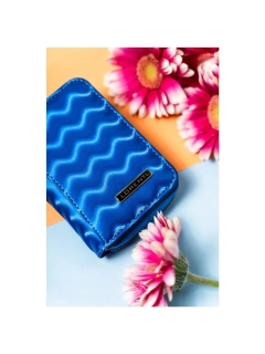👛 Malá dámska modrá vzorovaná kožená peňaženka Lorenti 10x7x3 cm