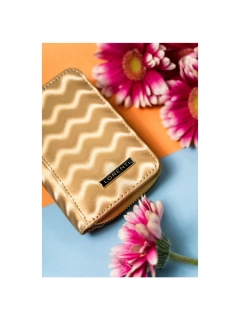 👛 Malá dámska zlatá vzorovaná kožená peňaženka Lorenti 10x7x3 cm