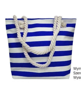Plážová taška s kapsičkou na zips pruhovaná modro-biela 36x31x11