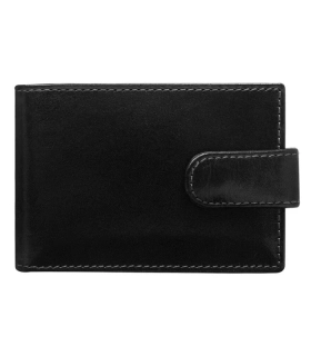 💳 Malé kožené puzdro na karty s prackou čierne slim RFID 11x7x1.5 cm