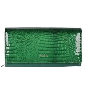 Elegantná dámska zelená kožená lakovaná peňaženka v kroko motíve Grosso 20x10x3
