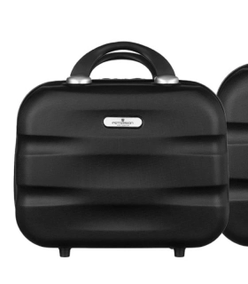 🧳 Malý čierny kozmetický kufrík s držiakom na kufor Peterson Black 31x26x14 cm