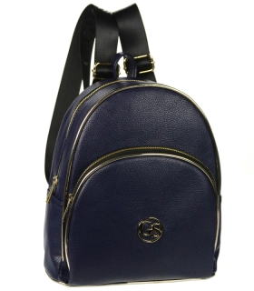 🎒 Modrý batoh GROSSO s kapsou so zlatým zipsom 32x25x13 cm