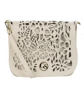Pudrovo-ružová crossbody kabelka s vylaserovanými vzormi GROSSO 30x25x10