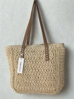 Väčšia slamená kabelka na plece s dlhými rúčkami Turbobags 40x30x12