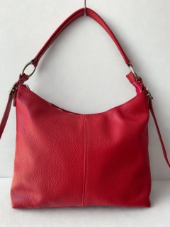 Veľká červená jednoduchá elegantná kožená crossbody kabelka Laura Biaggi 35x27x12