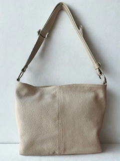 Veľká béžová jednoduchá elegantná kožená crossbody kabelka Laura Biaggi 36x24x14