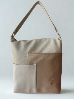Prešívaná moderná béžová crossbody kabelka na plece Grosso 32x28x14