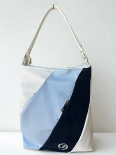 Prešívaná moderná modro-biela crossbody kabelka na plece Grosso 34x30x14