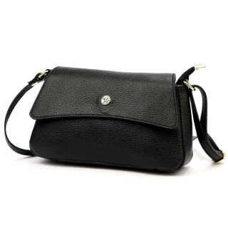 Malá čierna jednoduchá kožená kabelka s logom Gregorio 25x15x7.5