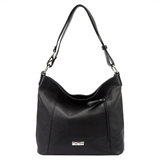 Veľká čierna jednoduchá elegantná kožená crossbody kabelka s logom MiaMore 35x30x13