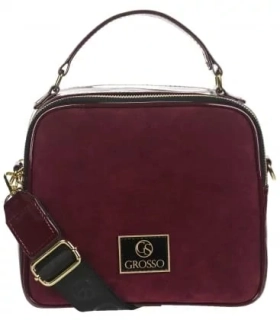 Bordová crossbody kabelka so zlatými aplikáciami s rúčkou Grosso 24x22x10