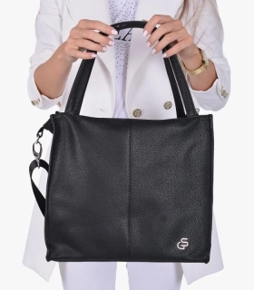 Veľká mäkká čierna crossbody kabelka s rúčkami na plece Grosso 36x32x12