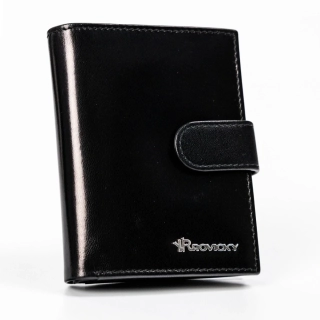Čierna pánska kožená peňaženka na výšku s prackou s ochranou udajov Rovicky 12x9x3