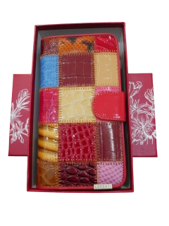 Dámska kožená vzorovaná farebná lakovaná peňaženka Lorenti 19x10x4