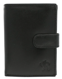 Čierna pánska kožená peňaženka na výšku s prackou s ochranou udajov Rovicky 13x10x3