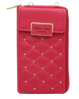 Magenta elegantná crossbody kabelka/peňaženka Cavaldi s remienkom 20x11x4.5