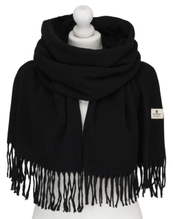 Veľký dámsky čierny šál so strapcami Peterson 180/70