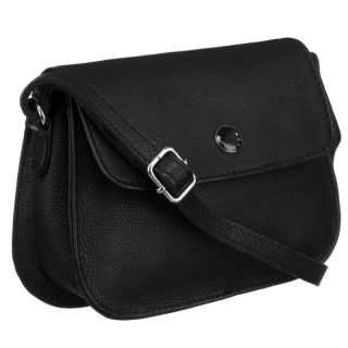 Malá čierna štýlová kožená crossbody kabelka z prírodnej kože Peterson 18x14x5