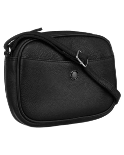 Malá čierna kožená crossbody messenger kabelka z prírodnej kože Peterson 18x14x5