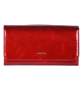 Elegantná dámska červená kožená lakovaná peňaženka so vzorom Grosso 18x9x4