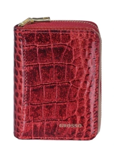 Malá dámska červená lakovaná kožená peňaženka Grosso 10x7x3