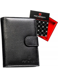 Čierna pánska kožená peňaženka na výšku s prackou s ochranou udajov Peterson 13x10x3