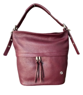 2 v 1 Bordová elegantná kožená crossbody kabelka so zipsami Grosso 32x28x14